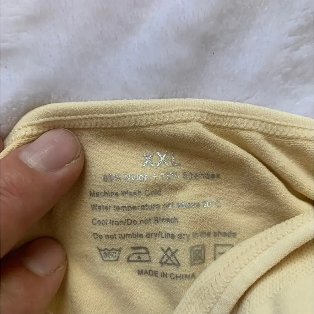 NWT Feelingirl Womens XXL Pale Yellow Comfort Sports Bra Bralette Nylon Stretch